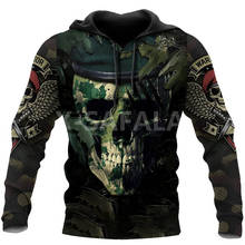 Sudadera con capucha para hombre y mujer, con estampado 3D de calavera y camuflaje, ropa de calle Harajuku con cremallera, informal, Unisex, color negro, talla XS-7XL 2024 - compra barato