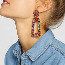 VAGZEB New Korean Big Acrylic Drop Earrings for Women 2022 Jewelry Fashion Resin Leopard Dangle Earrings Bohemian Preferred Gift 2024 - buy cheap