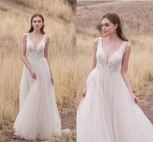 Beach Wedding Dress 2021 V-Neck Sleeveless A-Line Simple Lace Appliques Bridal Gowns Gorgeous Tank Graceful Form Women Brides 2024 - buy cheap