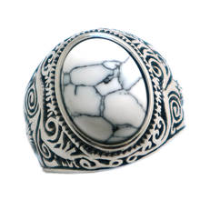 Unisex 316L Stainless Steel Cool Vintage Stone Ring Newest 2024 - buy cheap