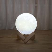 3D волшебный светодиодный луна ночь светильник луна лампа настольная зарядка через usb сенсорный Управление домашний декор DXAF 2024 - купить недорого
