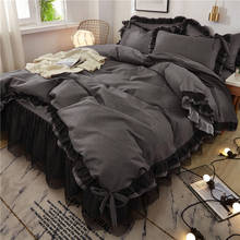 Secret Garden Popular Black Lace 4-Piece Princess Wind Bed Skirt 1.5/1.8m Bed Quilt Cover Pillow Case Solid Korean 2024 - buy cheap