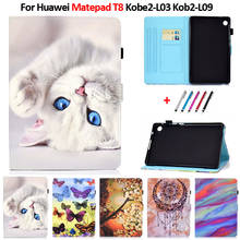 Tampa Do estojo Para Matepad T8 Gato Adorável Caso Carteira de Couro Suporte Tablet Funda Para Huawei Matepad T8 Coque + Caneta 2024 - compre barato