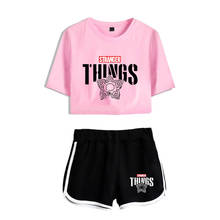 Stranger Things-camisetas de dos piezas para mujer, pantalones cortos, traje deportivo Sexy, chándal, conjunto de ocio, Tops holgados, pantalones cortos 2024 - compra barato