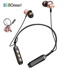 BGreen auriculares deportivos Bluetooth inalámbrico estéreo de deporte suave banda para el cuello de auriculares con micrófono manos libres llamada imán atracción 2024 - compra barato