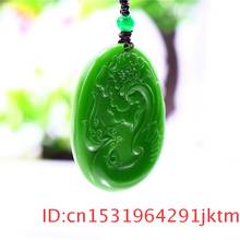 Collar con colgante de Jade verde y Fénix para hombre y mujer, amuleto chino tallado de jadeíta Natural, regalo de moda para joyería 2024 - compra barato
