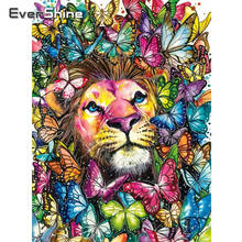 Evershine 5d pintura diamante bricolagem leão bordado de diamante animal quadrado completo strass imagens artesanato presente 2024 - compre barato
