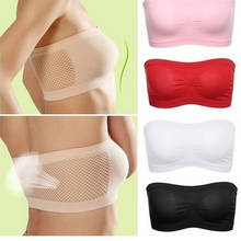 Women Elastic Strapless Seamless Cropped Tube Top Bra Bandeau Underwear Soft Hollow Stretch Layer Solid Strapless Bra 2024 - buy cheap