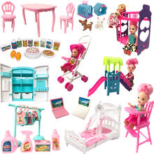 Nk nova mistura de móveis para bonecas, brinquedos de fantasia, mini geladeira, acessórios para barbie, casa de bonecas, brinquedo de menina jj 2024 - compre barato