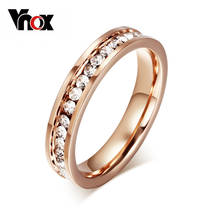 Vnox милое женское кольцо цвета розового золота с фианитами 4 мм ширина из нержавеющей стали обручальные ювелирные изделия 2024 - купить недорого