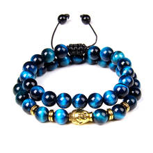 New Blue Tiger Eye Stone Bracelet 2Pcs/set Bead Braided Bracelets For Men Fashion Luxury Jewelry Male Bangle Gift Business Style 2024 - buy cheap