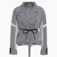 Women Reversible Blazer Autumn Winter Thick Belted High Street Jacket Coat 2024 - buy cheap
