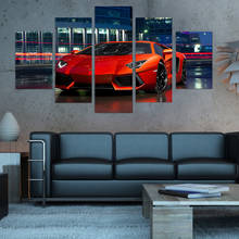 HD Printed Pictures 5 Pieces Red Luxury Sports Car Painting Modern Lamborghiny Poster Wall Art Canvas Living Room Home Decor 2024 - buy cheap