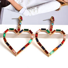 Wholesale New Colorful Rhinestone Heart-Shaped Long Earrings High-Quality Crystal Drop Earrings Jewelry Accessories For Women 2024 - buy cheap