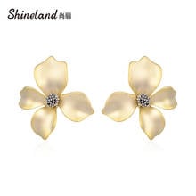 Shineland Big Flower Stud Earrings For Women Fashion Punk bijoux  Metal Jewelry Accessories Elegant Statement Brincos Gift 2024 - buy cheap