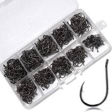 100 Pieces of 10 Pieces High Carbon Steel Barbed Carp Fishing Hook Set Retail Original Box Fishing Tools 2024 - buy cheap