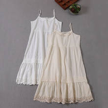 New Summer Women Lace Sling Dress Japan Style Mori Girl Solid Color Cotton Sleeveless Women Dress 2024 - buy cheap