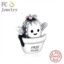 FC Jewelry Fit Original Brand Charm Bracelet 925 Silver Plant Baby Cactus Free Hugs Bead For Making Women Berloque 2020 NEW 2024 - buy cheap