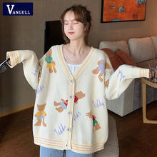Pulôver feminino pulôver tricotado impermeável, novo cardigã casual com decote em v fofo, estilo single-breasted, tops, 2020 2024 - compre barato