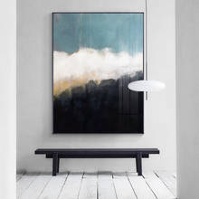 Paisaje moderno abstracto azul negro paisaje marino, pintura en lienzo, póster e impresión, decoración del hogar, imagen artística de pared para sala de estar 2024 - compra barato