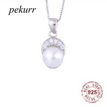 Pekurr 925 Sterling Silver Crystal Moon Natural Freshwater Pearl Necklaces For Women Mini Pendants Wedding Fashion Jewelry 2024 - buy cheap