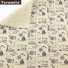TERAMILA Sea Anchor Beige Cotton Linen Fabric for DIY Sewing Material Tissu Tablecloth Pillow Bag Curtain Cushion Home Textile 2024 - buy cheap
