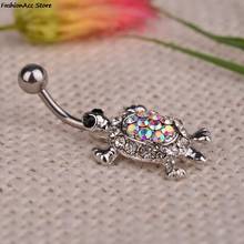 Multicolor Crystal Cute Turtle Dangle Body Piercing Navel Belly Button Ring Bar1PC 2024 - buy cheap