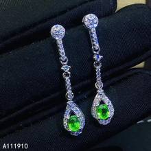 KJJEAXCMY fine jewelry 925 sterling silver inlaid Natural Tsavorite ladies earrings support detection popular 2024 - buy cheap