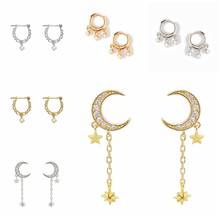 BOAKO Star Moon Earrings For Woman Piercing 925 Sterling Silver Dangle Earring Diamond Jewelry Pendientes Luxury #9.1 2024 - buy cheap