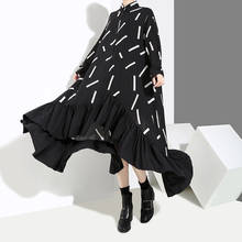 2021 Spring New Ruffles Women Dresses Loose Long Striped Turn-down Lady Dresses New Design Fashion Outwear Tops 2024 - buy cheap