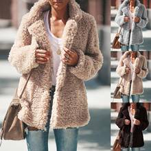 Женское осенне-зимнее теплое плюшевое пальто с длинным рукавом, теплый кардиган с открытой передней частью, флисовая куртка, пушистые куртки, размера плюс 5XL пальто 2024 - купить недорого