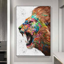 Graffiti canvas Abstract Lion Canvas Art Posters and Prints Art Animals Paintings on the Wall Art Decor Pictures For Living Room 2024 - buy cheap