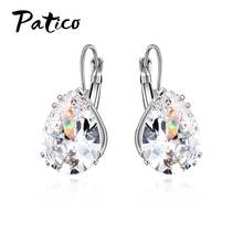 Top Vendor Women 925 Sterling Silver Geometric Cubic Zirconia Earrings Korean Trend Jewelry Pierced Rings Wedding  Birthday Gift 2024 - buy cheap