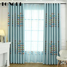 TONGDI Printing Colour Leaves Blackout Curtains High-grade Decoration For Home Parlor Children Sitting Room Bedroom Living Room 2024 - buy cheap