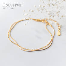 Coluswei pulseira fashion 925, bracelete para mulheres, em prata e ouro, pulseira simples e de dupla camada, acessórios de joias finas 2024 - compre barato
