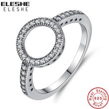 Eleshe europeu moda feminina festa de casamento presente zircão para sempre círculo redondo dedo anel 925 prata esterlina jóias anel 2024 - compre barato