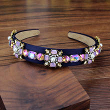 Trendy Luxury AB Purple Crystal Opal Headband Rhinestone Hairband Diamante Hair Band For Wedding Party Women Hair Accessories 2024 - buy cheap