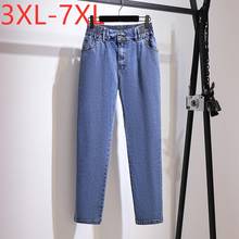 New 2021 Spring Autumn Plus Size Women Clothing Long Jeans Large Loose Straight Cotton Blue Denim Pants 3XL 4XL 5XL 6XL 7XL 2024 - buy cheap