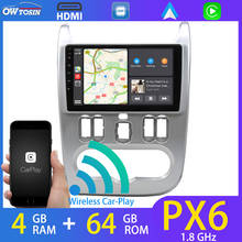5 * USB Android 9,0 PX6 4 Гб + 64 ГБ Автомобильный мультимедийный плеер для Renault Logan 1 Renault Sandero Lada largus Dacia TDA7850 GPS радио DAB 2024 - купить недорого