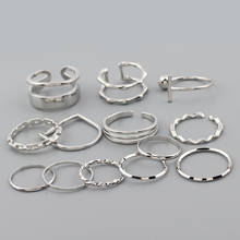 13 pçs/set Bohemia Cor Prata Anéis De Empilhamento Conjuntos Personalidade Abrir Knuckle Anéis para As Mulheres de Jóias 2024 - compre barato