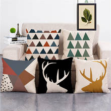 Decorative Throw Pillow Case Cover Animals Deer Geometric Geometry Polyester Cushion Cover For Sofa Home Capa De Almofadas 2024 - buy cheap