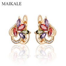 MAIKALE Korean Earring Small Charm Earrings Colorful Zirconia Blue Zirconia Stud Earrings for Women Fashion Jewelry Wedding Gift 2024 - buy cheap