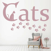 Animals Wall Decal Cats Paw Prints Creative Words Vinyl Window Stickers Bedroom Nursery Pets Shop Interior Decor Cute Mural M879 2024 - buy cheap