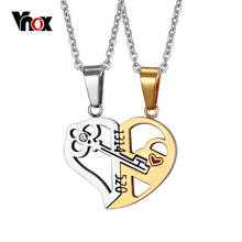 Vnox Key & Lock Heart Shape Necklace for Women Men Pendant Couple Necklaces Lover Friendship Jewelry 2pcs/ sets Anniversary Gift 2024 - buy cheap