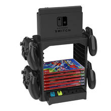 Torre de armazenamento a disco multifuncional 10 jogos cd titular suporte vertical para nintend switch ns console e acessórios economia espaço 2024 - compre barato