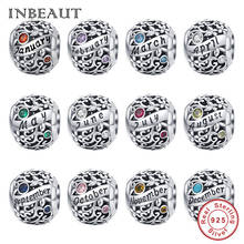 INBEAUT Original Birth Charms fit Brand  Bracelet 925 Sterling Silver Birthday Stone Beads Month Date Letter Pendant Jewelry 2024 - buy cheap