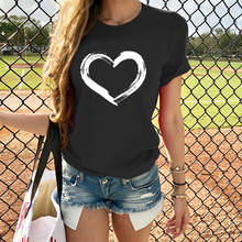 2021 corações mulheres novas camisetas casual harajuku amor impresso topos verão feminino t camisa de manga curta t camisa para roupas femininas 2024 - compre barato