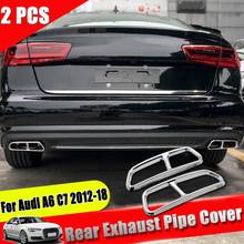 Rear Dual Exhaust Muffler Tail Decor End Pipe Tip Cover Trim For Audi A6 C7 2012 2013 2014 2015 2016 2017 2018 Only Decoration 2024 - купить недорого