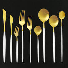 Matte White Gold Cutlery Set Western Stainless Steel Tableware Home Dessert Knife Spoon Fork Ice Cream Spoon Kit Dinnerware Set 2024 - buy cheap