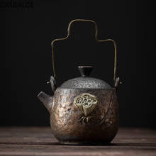 Tetera de cerámica retro Para el hogar, tetera de Kung Fu con mango de loto Zen, esmaltado de hierro dorado, pequeña, fabricante de té, decoración del hogar 2024 - compra barato
